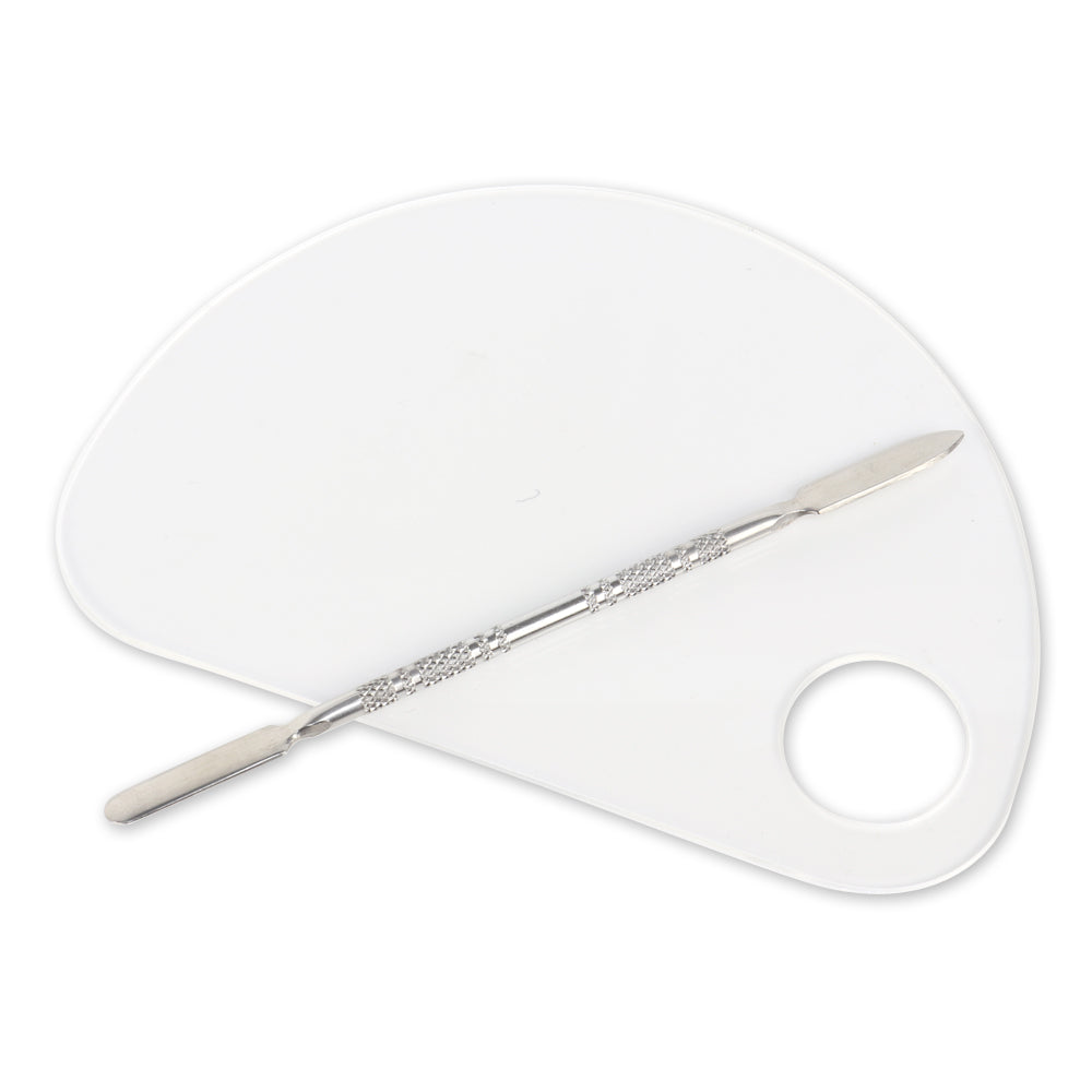 Lightness Professional Stainless Steel Cosmetic Foundation Makeup Mixing Palette with Spatula-mscp005-M