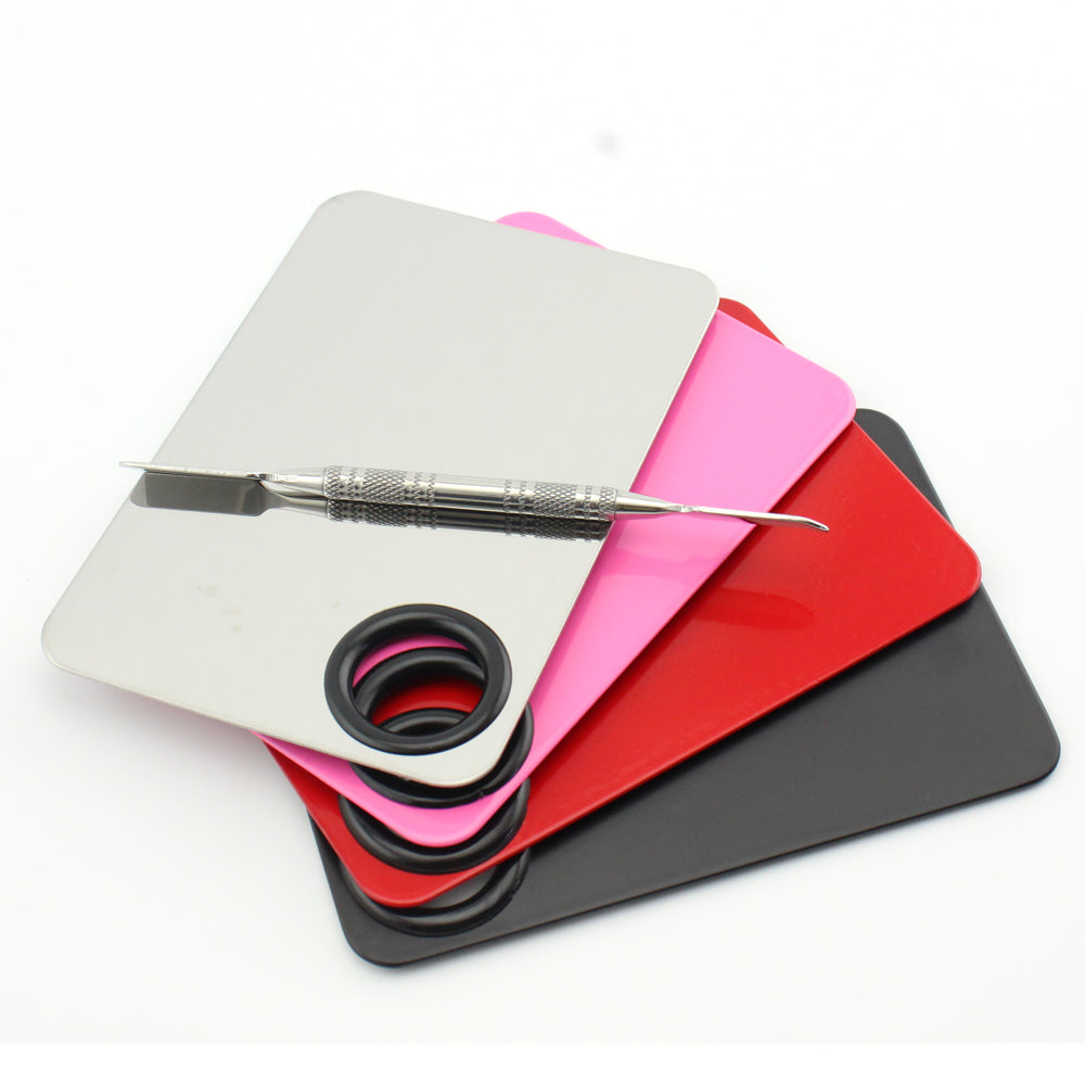 Professional Empty Eyeshadow Foundation Make up Tool Metal Stainless Steel Cosmetic Makeup Mixing Palette with Spatula- mscp006M