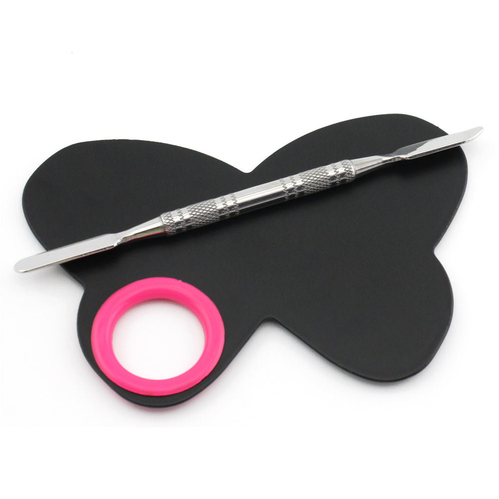 Stainless Steel Makeup Palette Spatula Cosmetic tool lovely cute Butterfly Eye Shadow Eyelash shape Foundation mixing Palette-mscp002