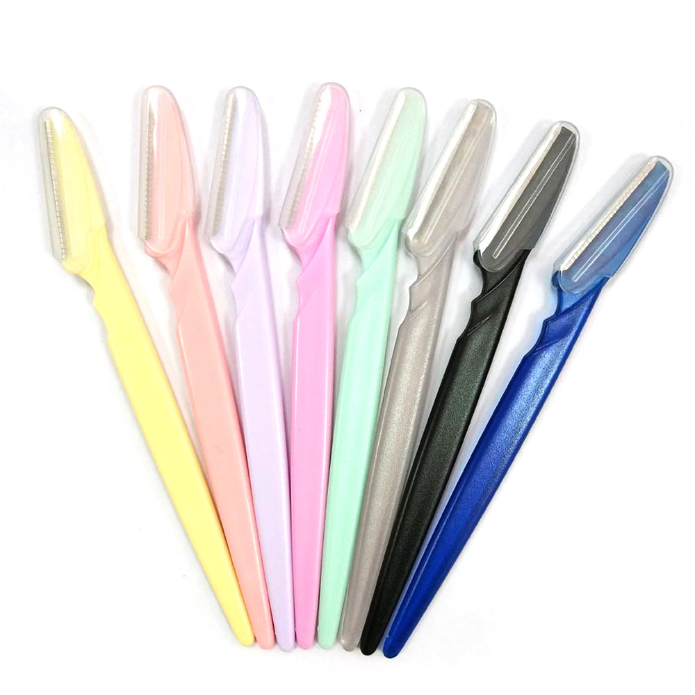 Private Label High-end hotel household disposable Safety Round Black Eyebrow Trimmer Razor With Plastic Cover- MSK003