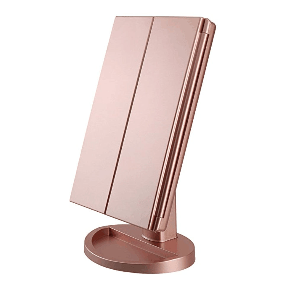 Amazon Top Seller 2022 touch LED light Makeup Mirror Desktop Trifold Magnified Make Up Mirror-msm36