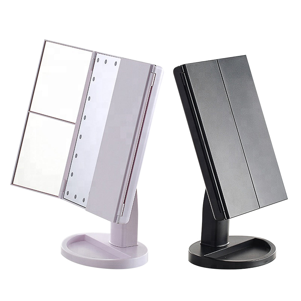 Amazon Top Seller 2022 touch LED light Makeup Mirror Desktop Trifold Magnified Make Up Mirror-msm36