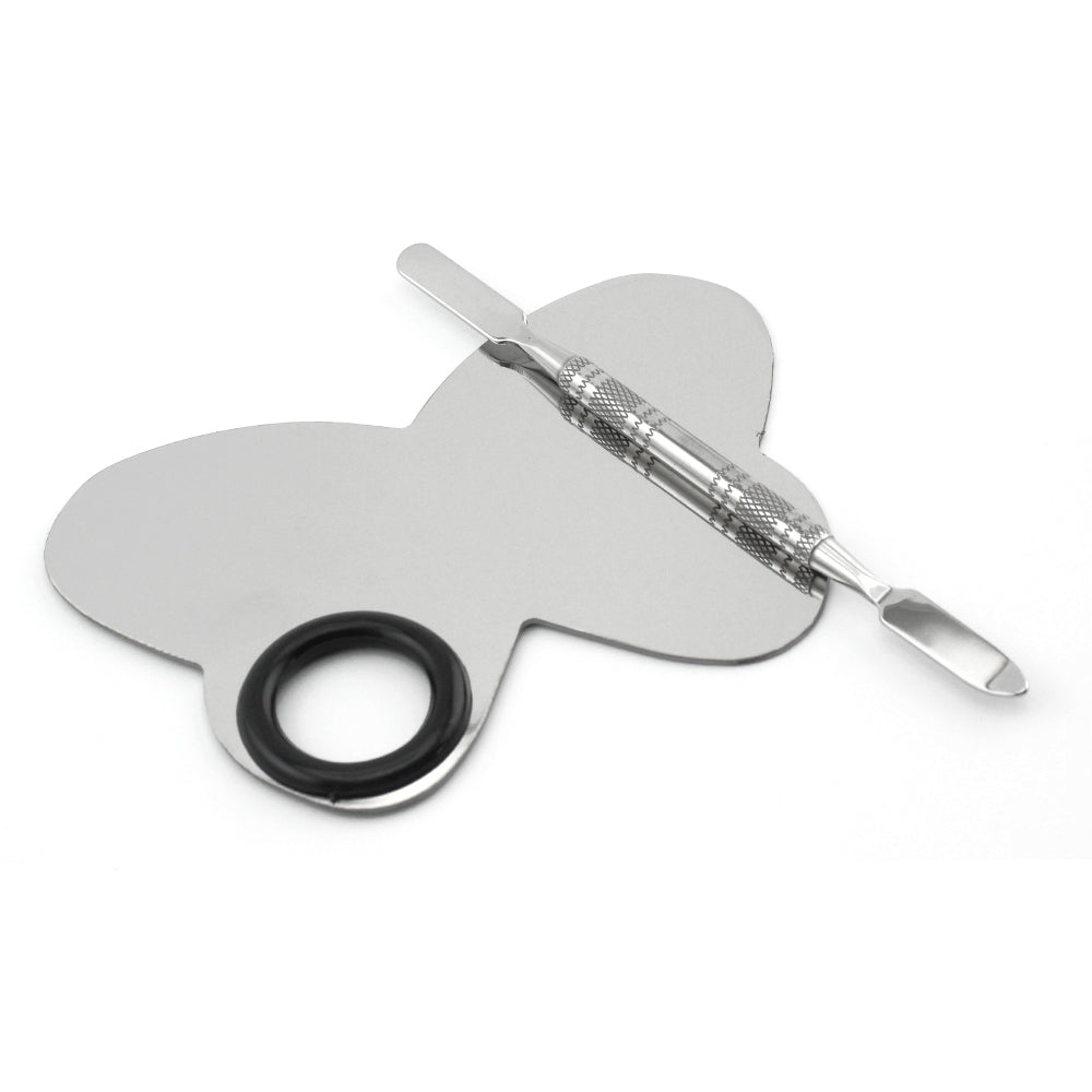 Stainless Steel Makeup Palette Spatula Cosmetic tool lovely cute Butterfly Eye Shadow Eyelash shape Foundation mixing Palette-mscp002
