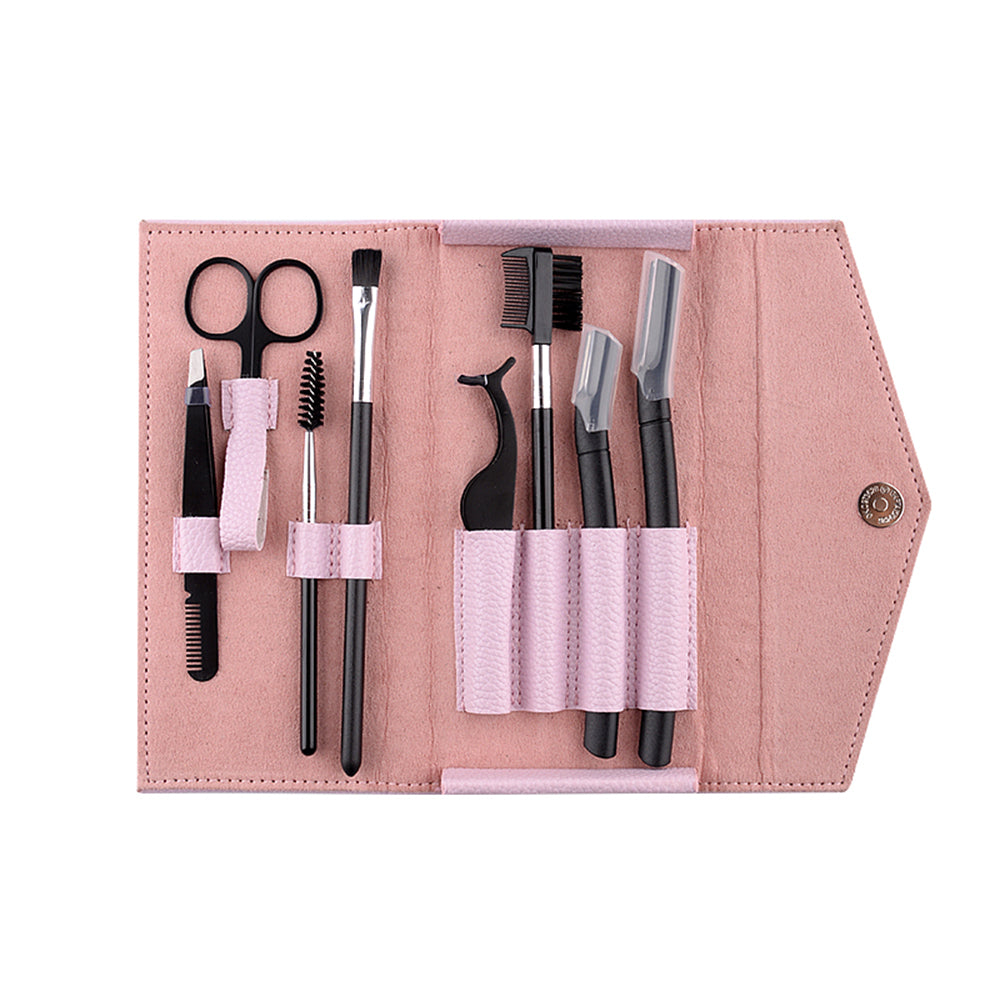 8pcs/Set Tool Eyebrow Tweezers Eyebrow Grooming Suit Professional Trimmer Brush Comb Eyebrow trimming Cosmetic Kit Set-MS244