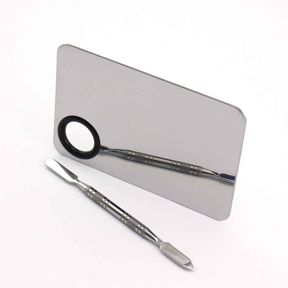 Professional Empty Eyeshadow Foundation Make up Tool Metal Stainless Steel Cosmetic Makeup Mixing Palette with Spatula- mscp006M