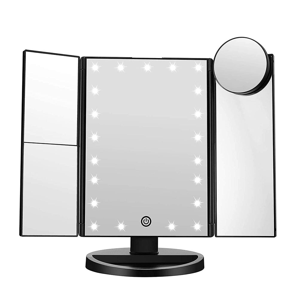 Amazon Top Seller 2022 touch LED light Makeup Mirror Desktop Trifold Magnified Make Up Mirror-msm36
