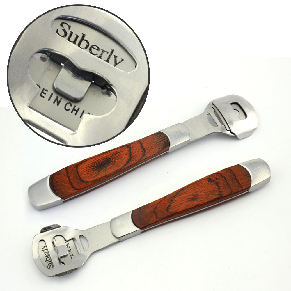 Stainless Steel wooden handle 10 Pedicure Blades Dead Skin Callus Remover Shaver Cutter Razor-msf26