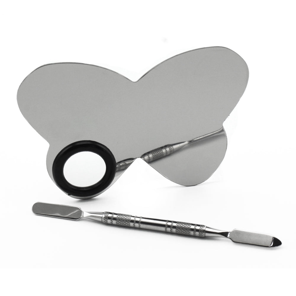 Stainless Steel Makeup Palette Spatula Cosmetic tool lovely cute Butterfly Eye Shadow Eyelash shape Foundation mixing Palette-mscp002