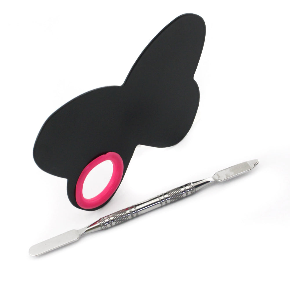 Stainless Steel Makeup Palette Spatula Cosmetic tool lovely cute Butterfly Eye Shadow Eyelash shape Foundation mixing Palette-mscp002