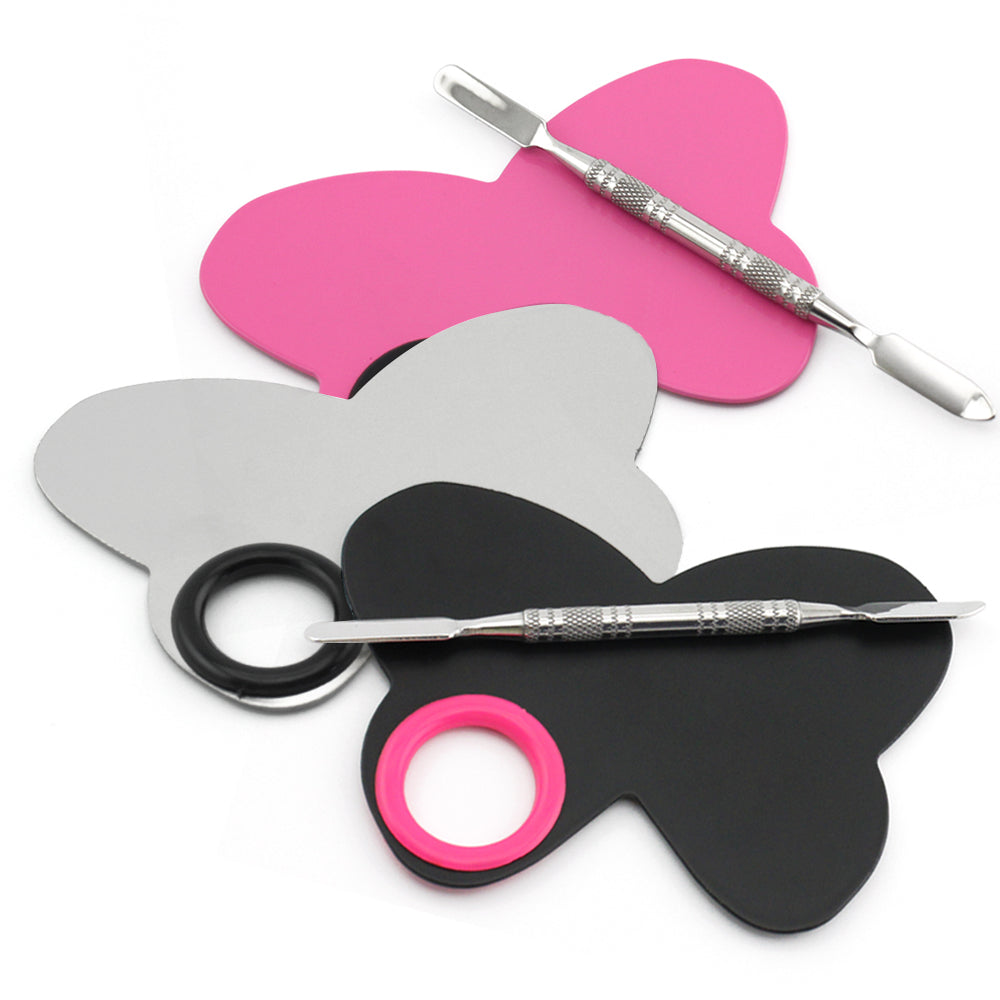 Stainless Steel Makeup Palette Spatula Cosmetic tool lovely cute Butterfly Eye Shadow Eyelash shape Foundation mixing Palette-mscp002