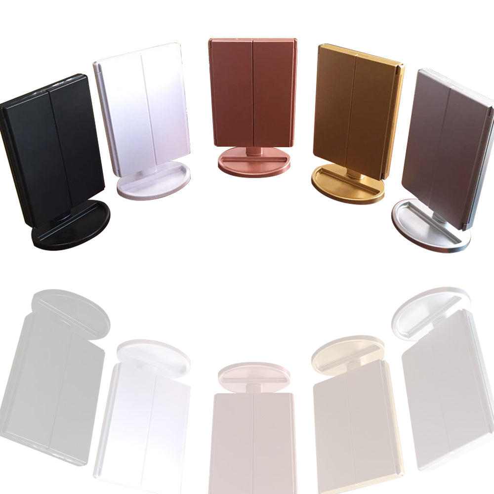 Amazon Top Seller 2022 touch LED light Makeup Mirror Desktop Trifold Magnified Make Up Mirror-msm36