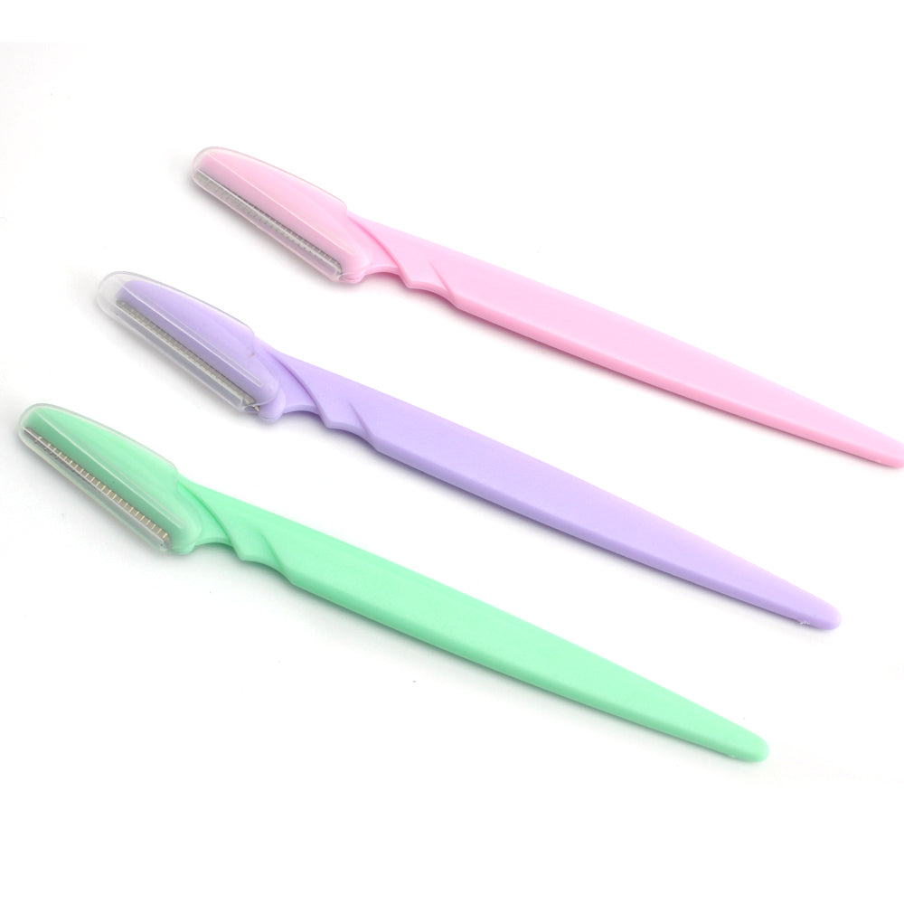 Private Label High-end hotel household disposable Safety Round Black Eyebrow Trimmer Razor With Plastic Cover- MSK003