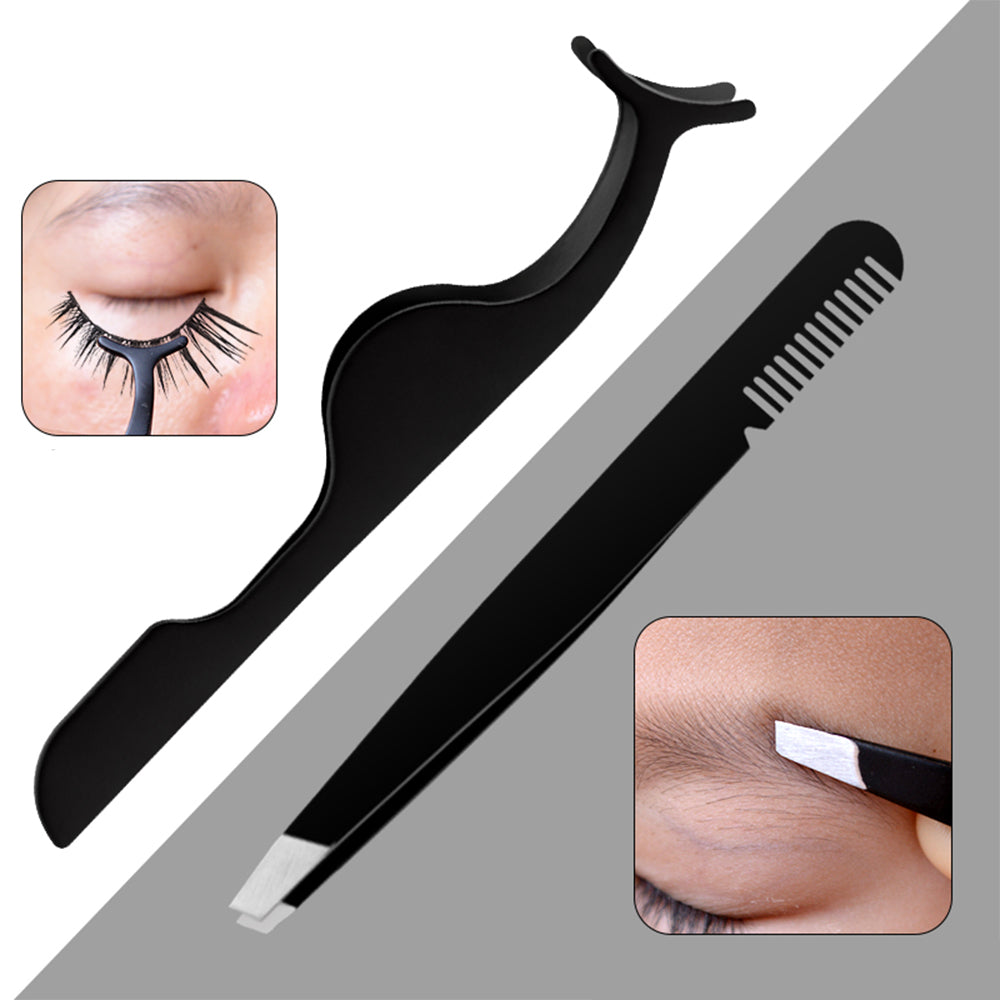8pcs/Set Tool Eyebrow Tweezers Eyebrow Grooming Suit Professional Trimmer Brush Comb Eyebrow trimming Cosmetic Kit Set-MS244