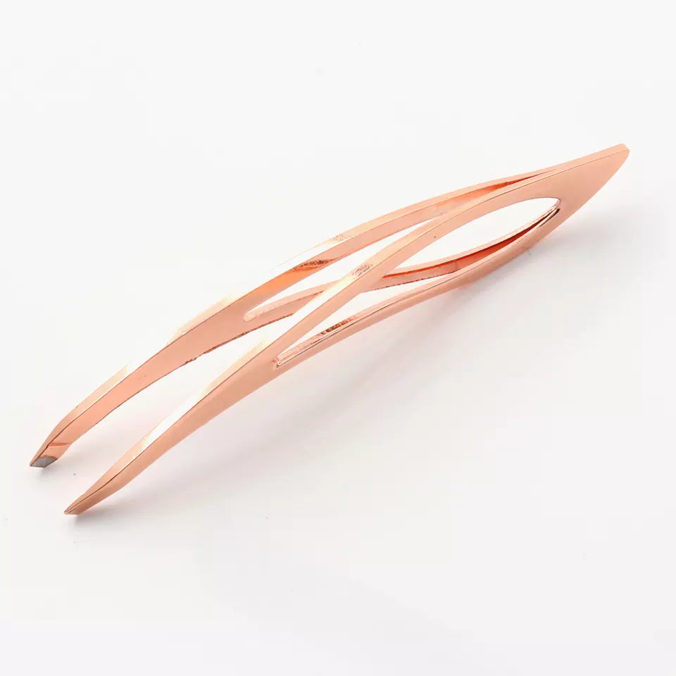 Wholesale high quality Rose Gold Customized Logo Eyebrow Tweezer Eyelash Tweezers Set-MST035