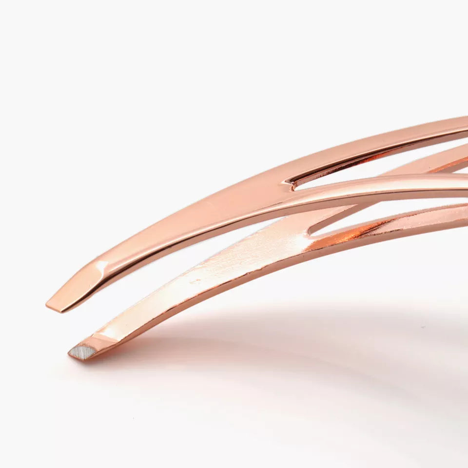 Wholesale high quality Rose Gold Customized Logo Eyebrow Tweezer Eyelash Tweezers Set-MST035