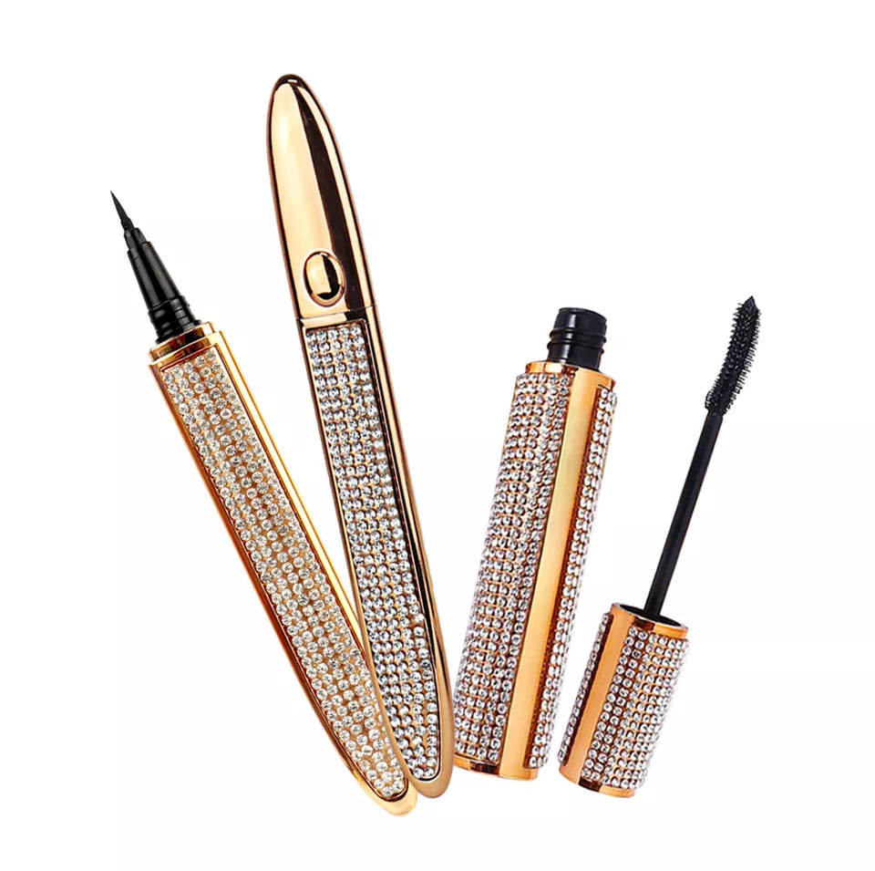 Private label diamond shiny waterproof eyeliner glue pen eyelash longer mascara-LGSS-M08BL
