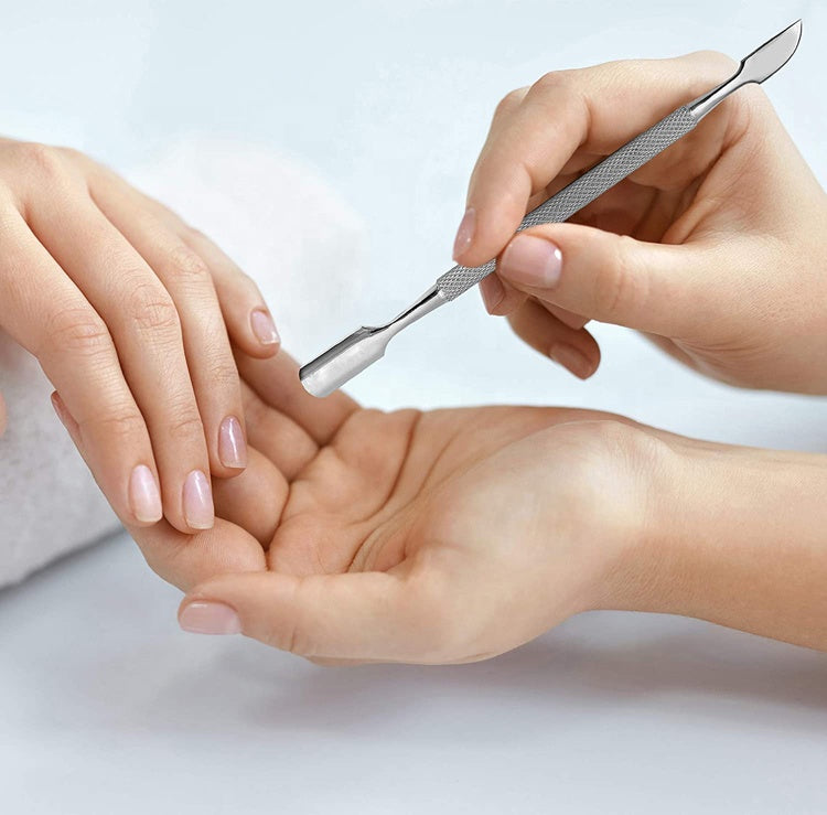 Cuticle Pusher and Cutter - Professional Grade Stainless Steel Cuticle Remover and Cutter - Durable Manicure and Pedicure Tool-MSR04-01