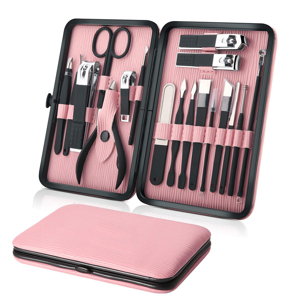 Original Custom Factory Professional Pedicure 18pcs Stainless Steel Art Nail Cutter Nippers Drill Titanium Manicure Set Nails-MS156-02