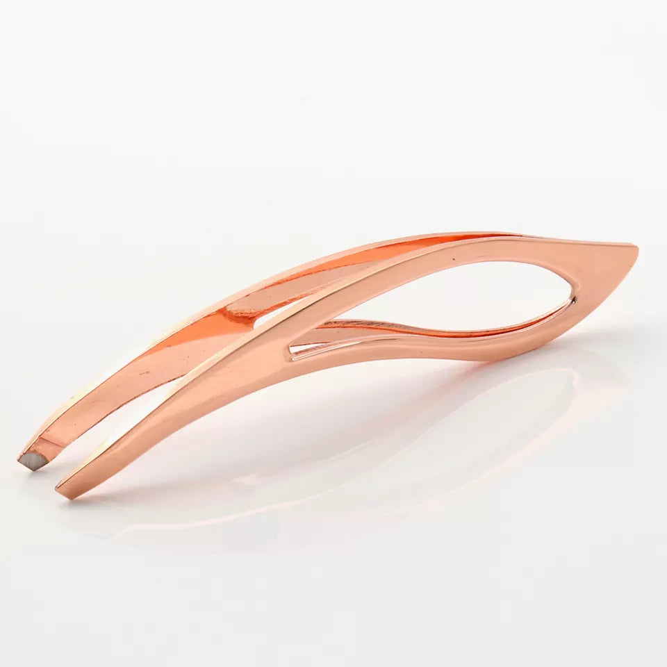 Wholesale high quality Rose Gold Customized Logo Eyebrow Tweezer Eyelash Tweezers Set-MST035