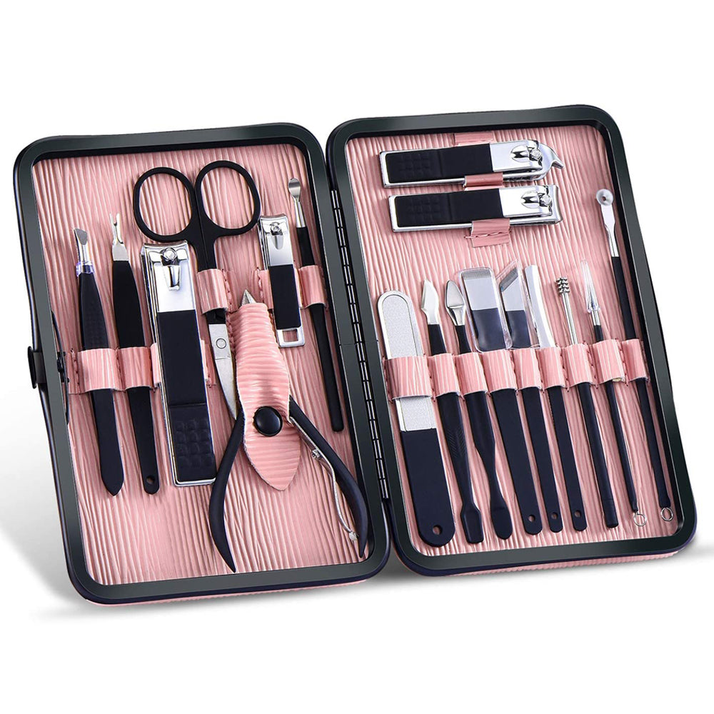 Original Custom Factory Professional Pedicure 18pcs Stainless Steel Art Nail Cutter Nippers Drill Titanium Manicure Set Nails-MS156-02