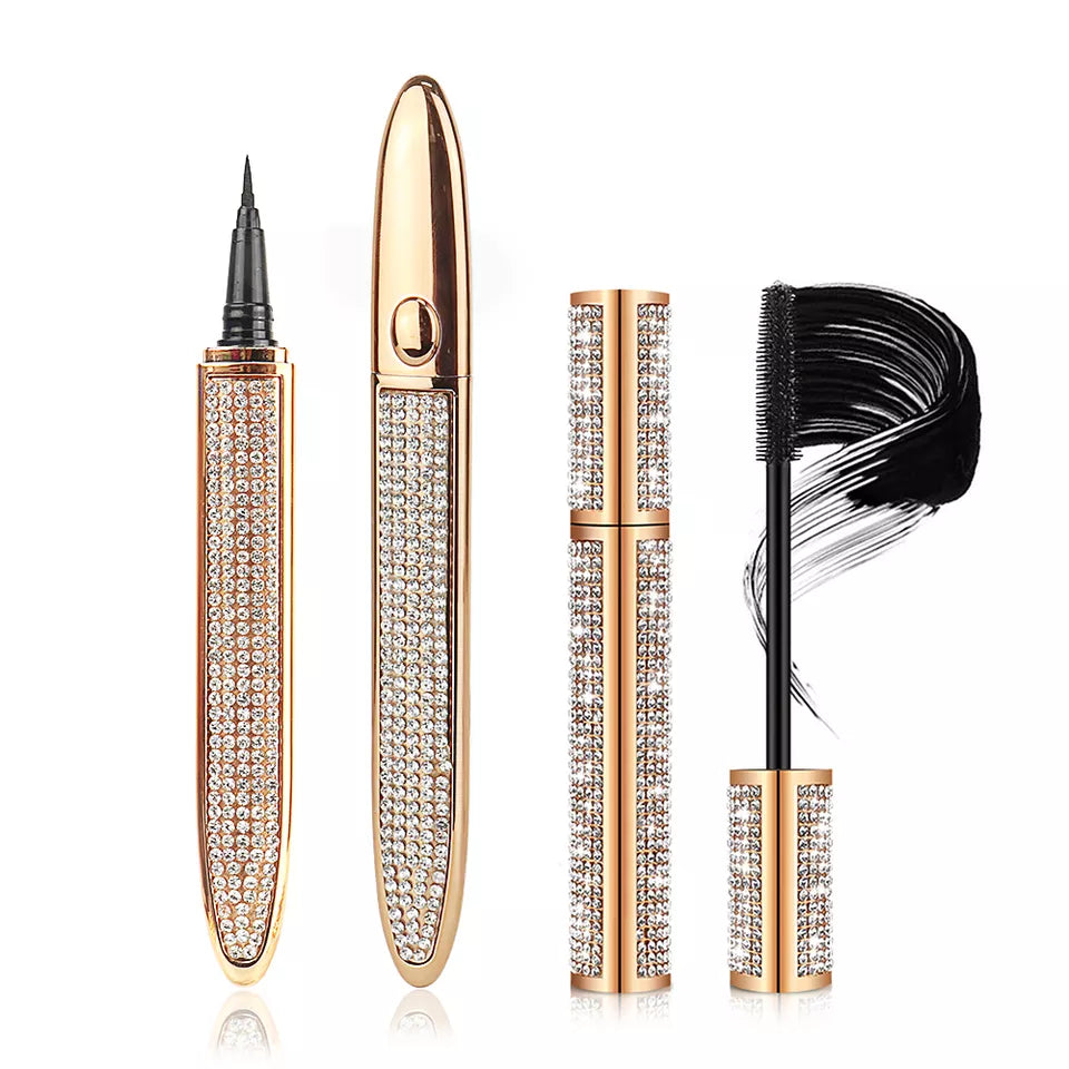 Private label diamond shiny waterproof eyeliner glue pen eyelash longer mascara-LGSS-M08BL