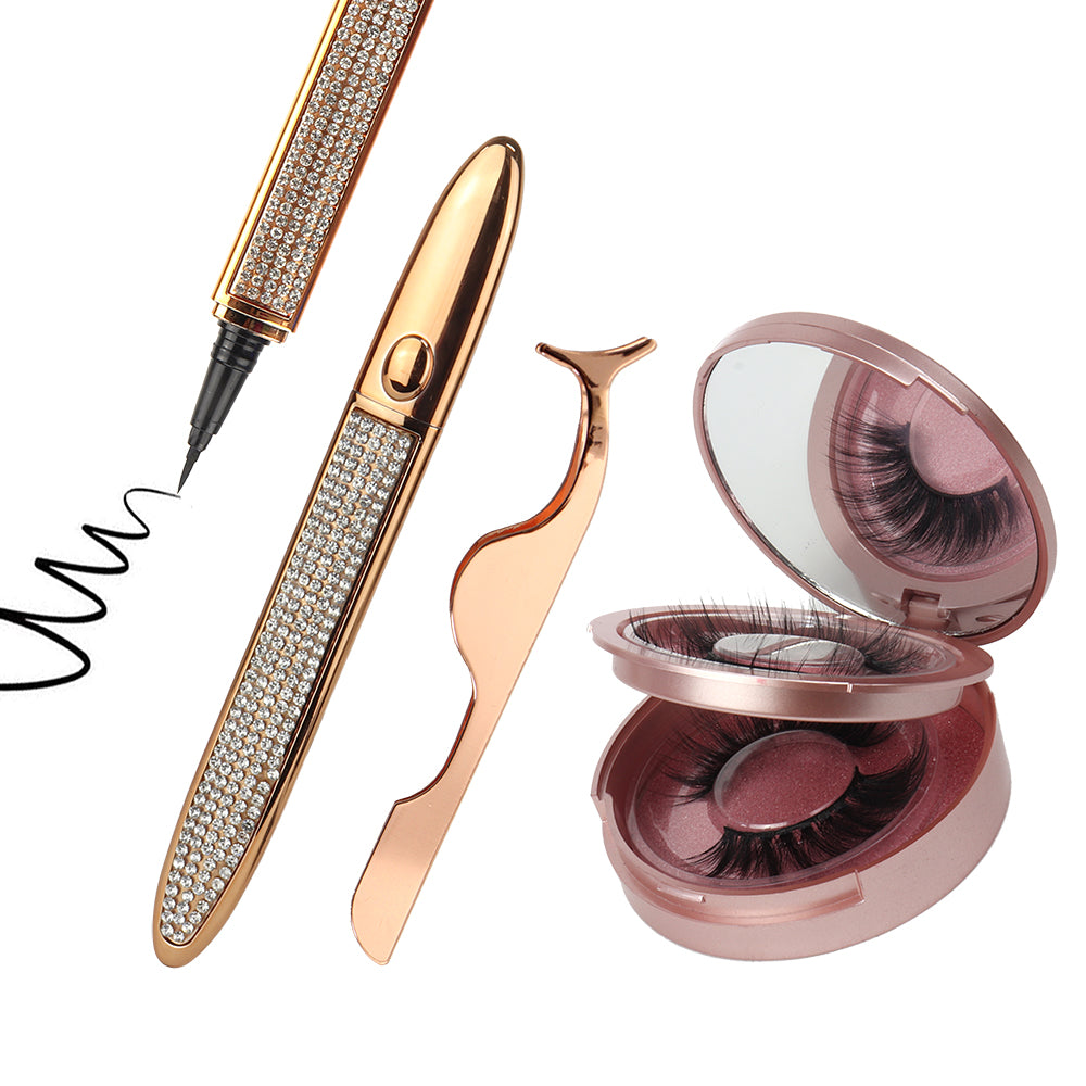 Best selling product eyelash extensions eyeliner glue pen Comes with mirror eyelash tweezers eyelash packaging box-LGSS-M11BL