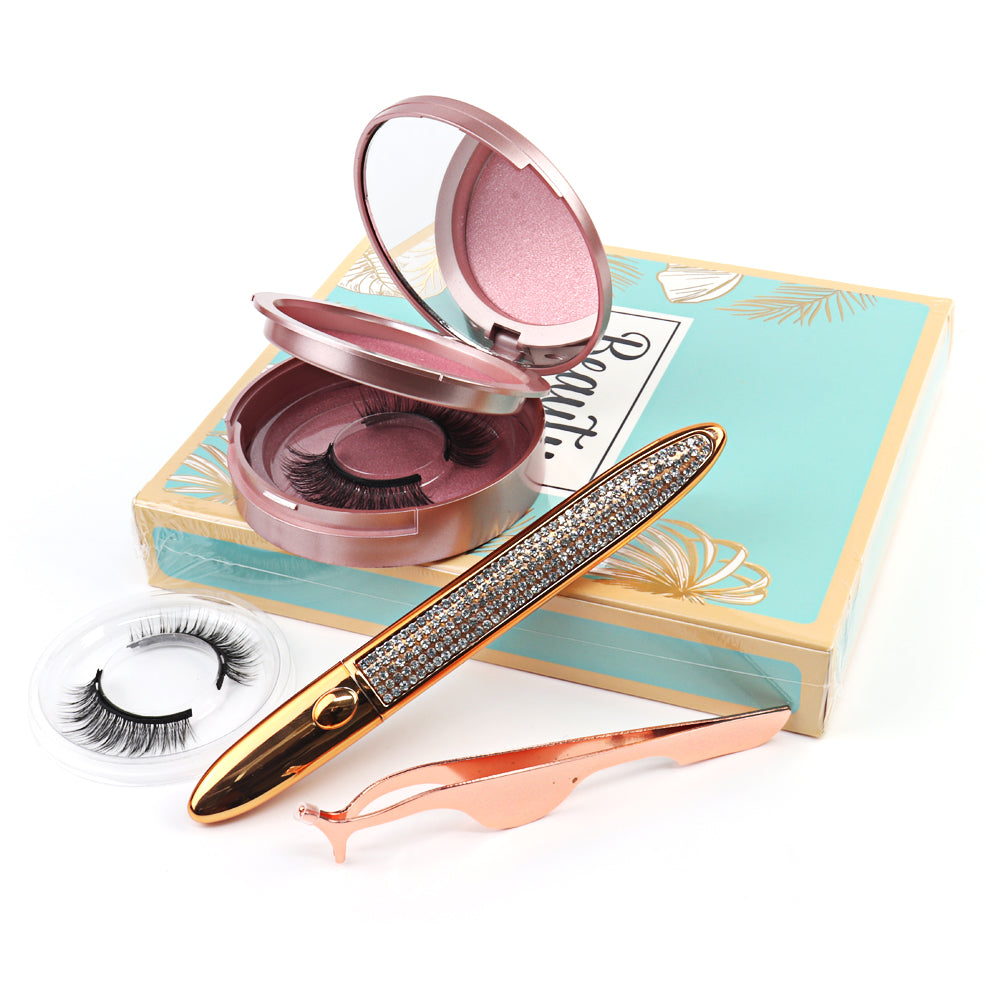 Best selling product eyelash extensions eyeliner glue pen Comes with mirror eyelash tweezers eyelash packaging box-LGSS-M11BL