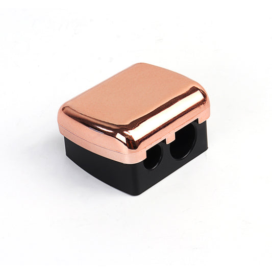 High quality Plastic Rose gold makeup eye pencil sharpener 2hole cosmetic lip eyebrow eyeliner pencil sharpener with cover-MSA115