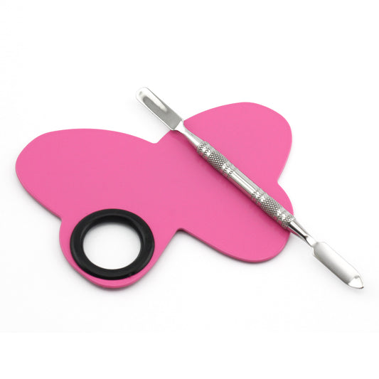 Stainless Steel Makeup Palette Spatula Cosmetic tool lovely cute Butterfly Eye Shadow Eyelash shape Foundation mixing Palette-mscp002