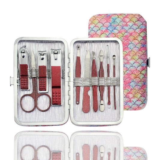 olor box 10 in 1 New Type Portable Stainless Steel scissors Nail Clipper Tools And Pedicure Set With Manicure Set kit-MS234