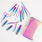 Rainbow color 15-piece manicure kit set with art nail clippers acne needles dead leather shovels eyebrow clips manicure sets-MS169