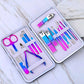 Rainbow color 15-piece manicure kit set with art nail clippers acne needles dead leather shovels eyebrow clips manicure sets-MS169