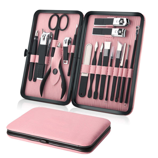 Original Custom Factory Professional Pedicure 18pcs Stainless Steel Art Nail Cutter Nippers Drill Titanium Manicure Set Nails-MS156-02