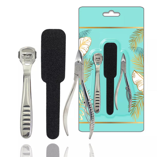 Wholesale high quality Customize professional 3 pcs foot nail kit nail clipper nail file cuticle nippers toe pedicure set- LGSS-M13cl