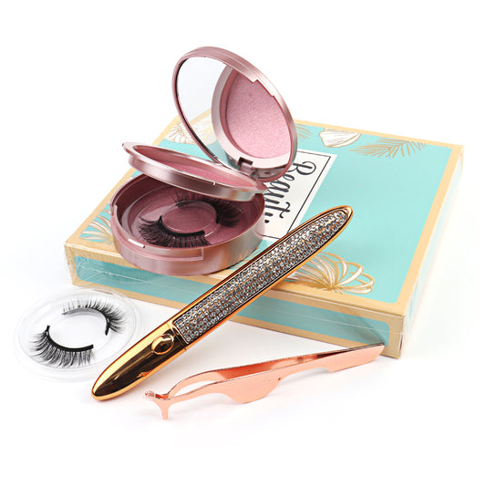 Best selling product eyelash extensions eyeliner glue pen Comes with mirror eyelash tweezers eyelash packaging box-LGSS-M11BL